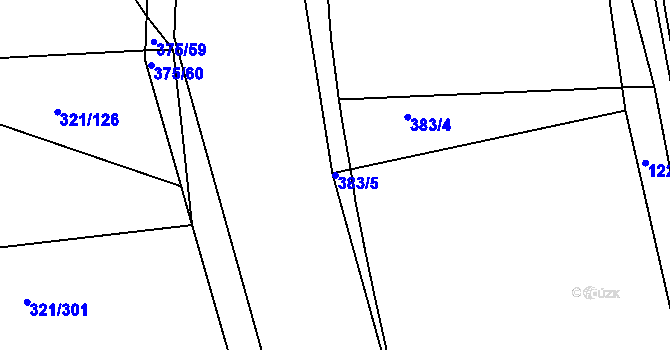 Parcela st. 383/5 v KÚ Bakov nad Jizerou, Katastrální mapa