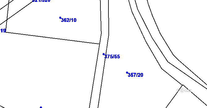 Parcela st. 375/55 v KÚ Bakov nad Jizerou, Katastrální mapa
