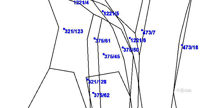 Parcela st. 375/45 v KÚ Bakov nad Jizerou, Katastrální mapa