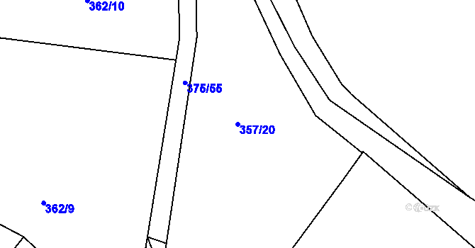 Parcela st. 357/20 v KÚ Bakov nad Jizerou, Katastrální mapa