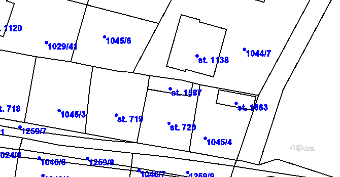 Parcela st. 1587 v KÚ Bakov nad Jizerou, Katastrální mapa