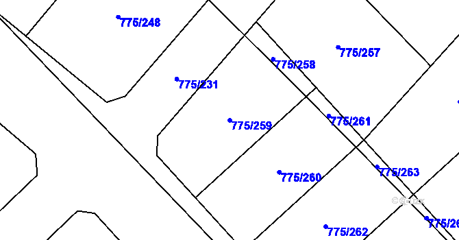 Parcela st. 775/259 v KÚ Bakov nad Jizerou, Katastrální mapa