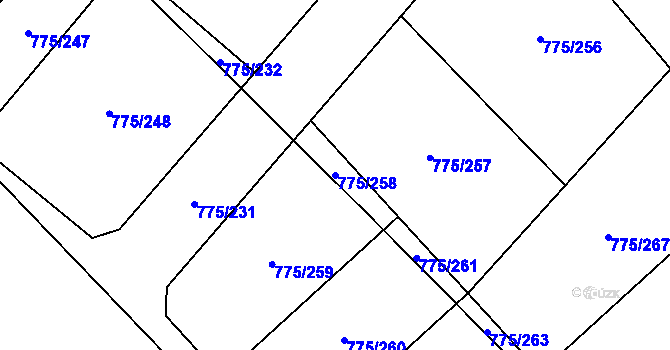Parcela st. 775/258 v KÚ Bakov nad Jizerou, Katastrální mapa