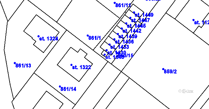 Parcela st. 1640 v KÚ Bakov nad Jizerou, Katastrální mapa