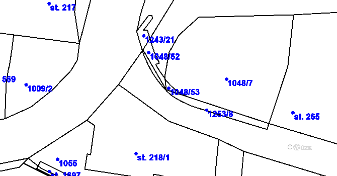 Parcela st. 1048/53 v KÚ Bakov nad Jizerou, Katastrální mapa