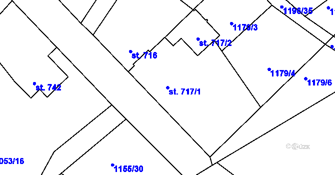 Parcela st. 717/1 v KÚ Bakov nad Jizerou, Katastrální mapa
