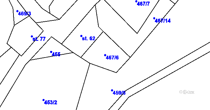 Parcela st. 467/6 v KÚ Baliny, Katastrální mapa