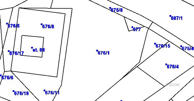 Parcela st. 676/1 v KÚ Baliny, Katastrální mapa