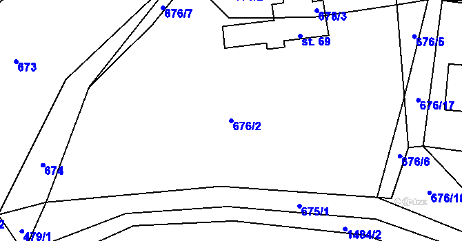 Parcela st. 676/2 v KÚ Baliny, Katastrální mapa