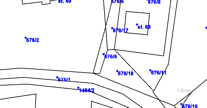 Parcela st. 676/6 v KÚ Baliny, Katastrální mapa