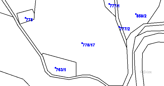 Parcela st. 778/17 v KÚ Baliny, Katastrální mapa