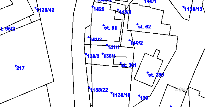 Parcela st. 138/1 v KÚ Banín, Katastrální mapa