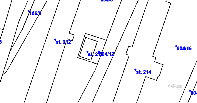 Parcela st. 604/12 v KÚ Banín, Katastrální mapa