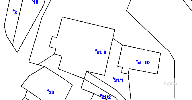 Parcela st. 9 v KÚ Banín, Katastrální mapa