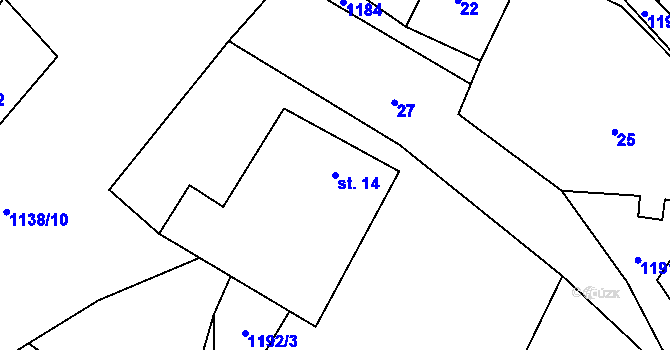 Parcela st. 14 v KÚ Banín, Katastrální mapa
