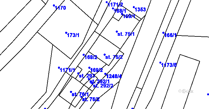 Parcela st. 75/2 v KÚ Banín, Katastrální mapa