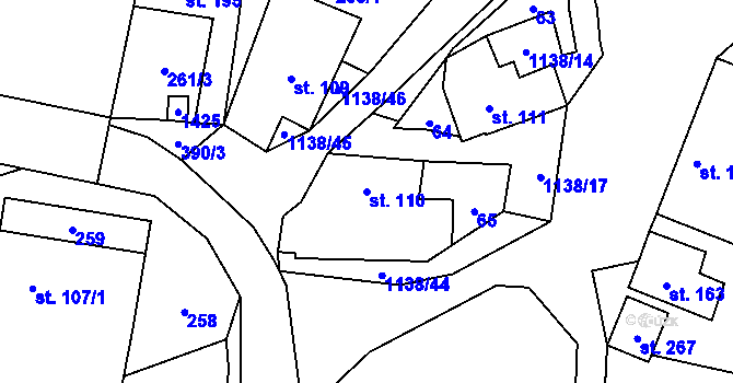 Parcela st. 110 v KÚ Banín, Katastrální mapa