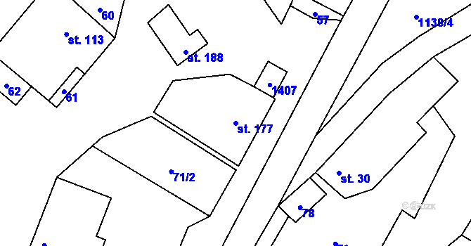 Parcela st. 177 v KÚ Banín, Katastrální mapa