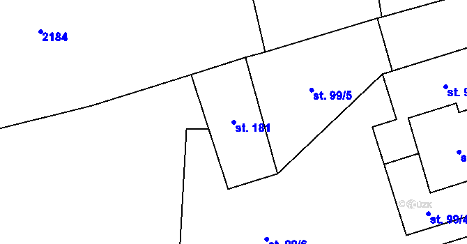 Parcela st. 181 v KÚ Banín, Katastrální mapa