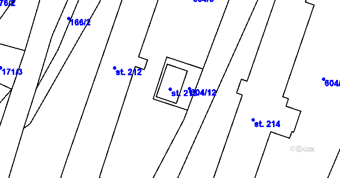 Parcela st. 213 v KÚ Banín, Katastrální mapa