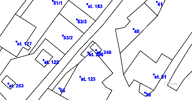 Parcela st. 246 v KÚ Banín, Katastrální mapa