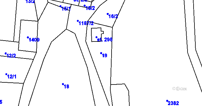 Parcela st. 19 v KÚ Banín, Katastrální mapa