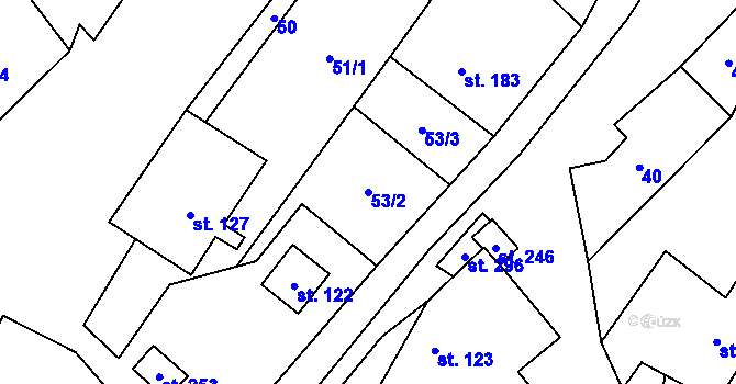 Parcela st. 53/2 v KÚ Banín, Katastrální mapa