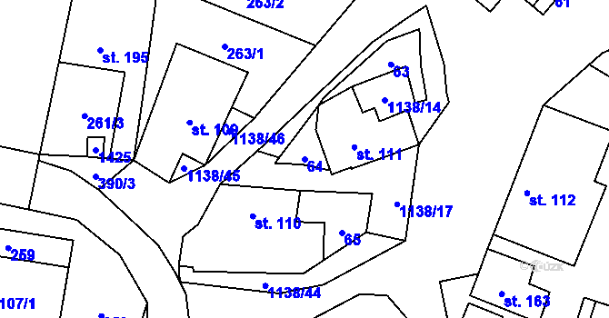 Parcela st. 64 v KÚ Banín, Katastrální mapa