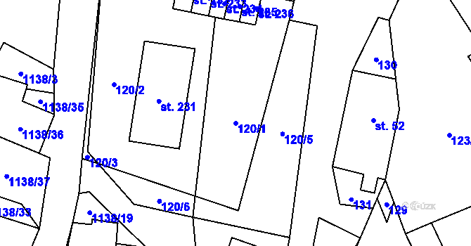 Parcela st. 120/1 v KÚ Banín, Katastrální mapa