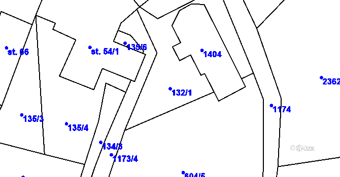 Parcela st. 132/1 v KÚ Banín, Katastrální mapa