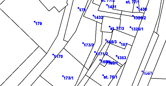 Parcela st. 173/2 v KÚ Banín, Katastrální mapa