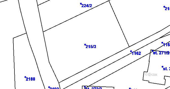 Parcela st. 215/3 v KÚ Banín, Katastrální mapa