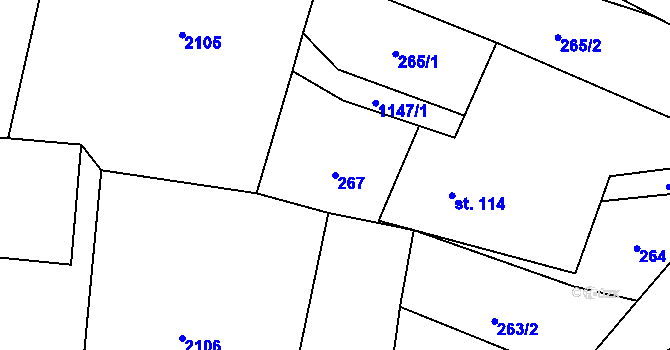 Parcela st. 267 v KÚ Banín, Katastrální mapa