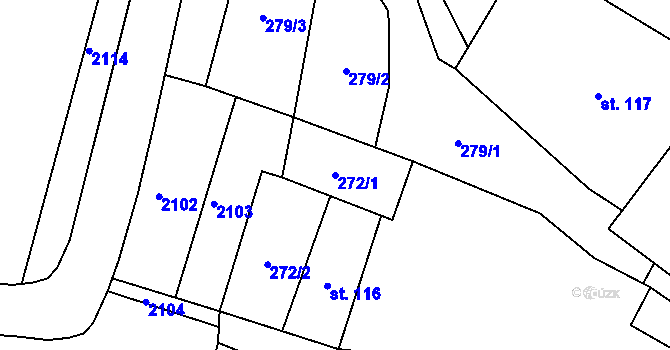 Parcela st. 272/1 v KÚ Banín, Katastrální mapa