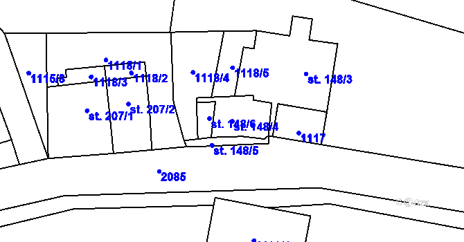 Parcela st. 148/4 v KÚ Banín, Katastrální mapa