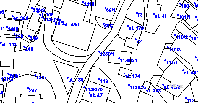 Parcela st. 1230/1 v KÚ Banín, Katastrální mapa