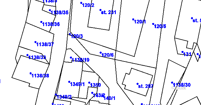 Parcela st. 120/6 v KÚ Banín, Katastrální mapa