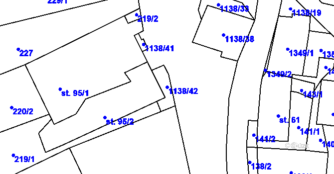Parcela st. 1138/42 v KÚ Banín, Katastrální mapa