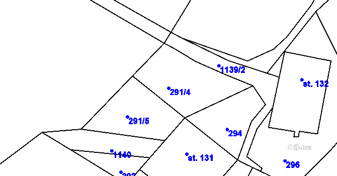 Parcela st. 291/4 v KÚ Banín, Katastrální mapa