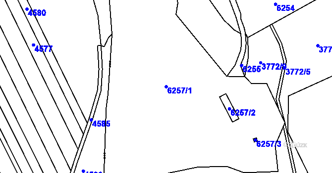 Parcela st. 6257/1 v KÚ Bánov, Katastrální mapa