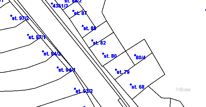 Parcela st. 80 v KÚ Bánov, Katastrální mapa