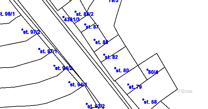Parcela st. 82 v KÚ Bánov, Katastrální mapa