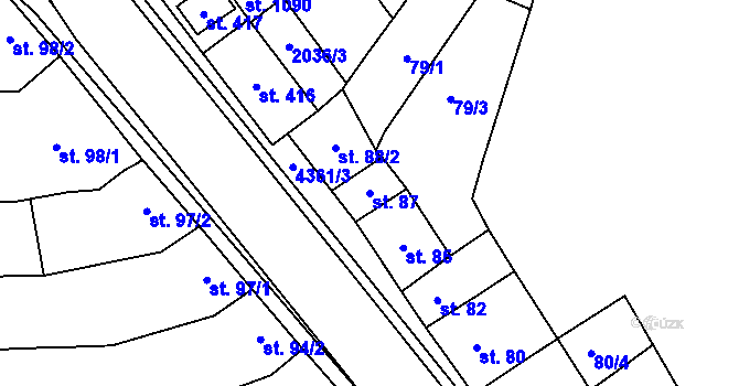 Parcela st. 87 v KÚ Bánov, Katastrální mapa