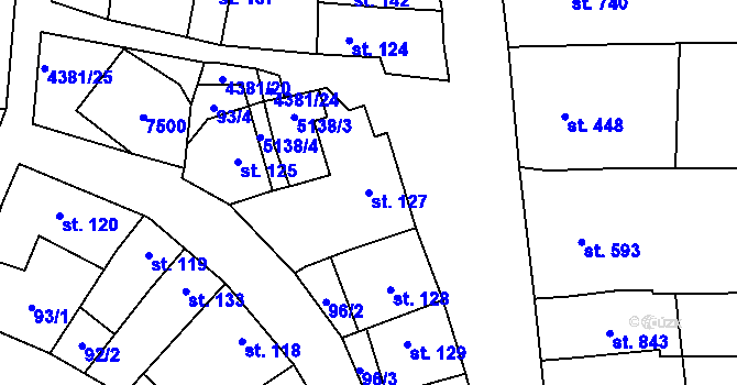 Parcela st. 127 v KÚ Bánov, Katastrální mapa