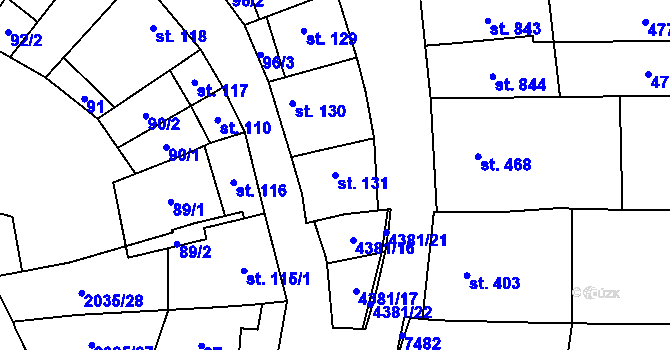 Parcela st. 131 v KÚ Bánov, Katastrální mapa