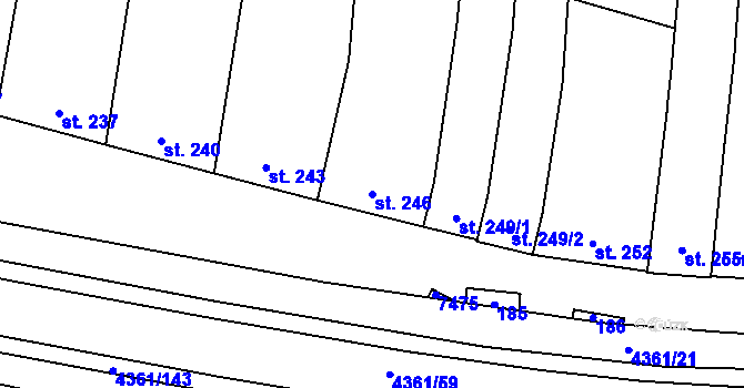 Parcela st. 246 v KÚ Bánov, Katastrální mapa