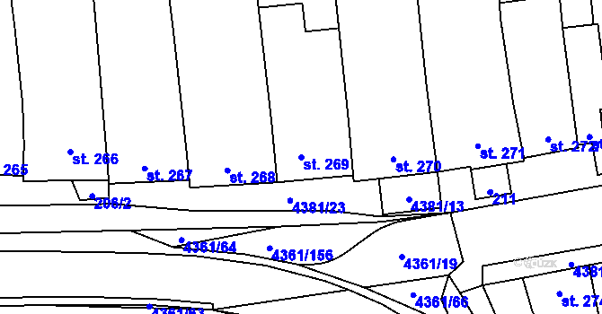 Parcela st. 269 v KÚ Bánov, Katastrální mapa
