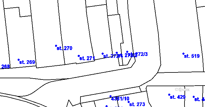 Parcela st. 272/1 v KÚ Bánov, Katastrální mapa