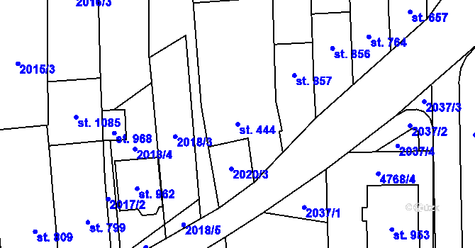 Parcela st. 444 v KÚ Bánov, Katastrální mapa