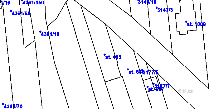 Parcela st. 495 v KÚ Bánov, Katastrální mapa